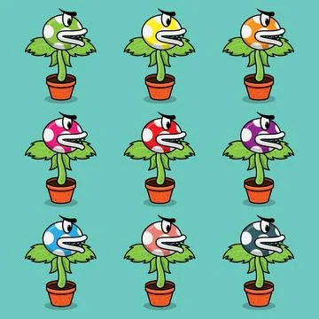 Monster Flower Game in Pot Stock Illustration