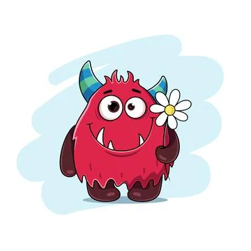 Monster with a flower Stock Illustration