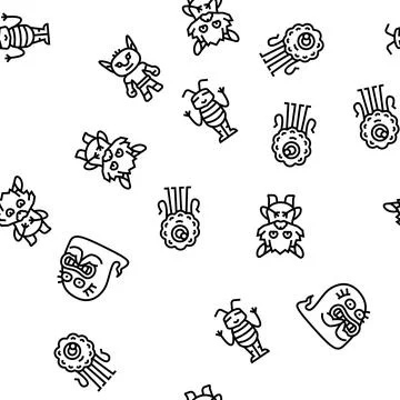 Monster funny cute alien vector seamless pattern Illustrazione stock