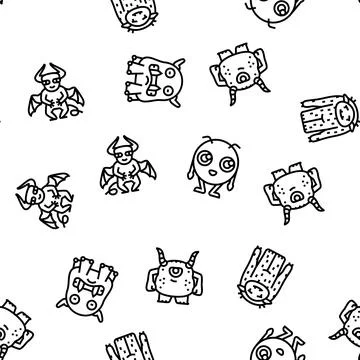 Monster funny cute alien vector seamless pattern Illustrazione stock