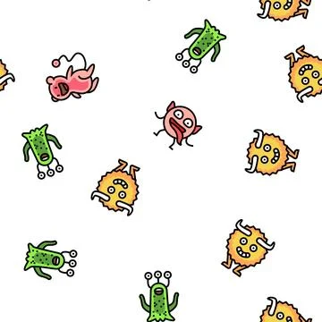 Monster funny cute alien vector seamless pattern Illustrazione stock