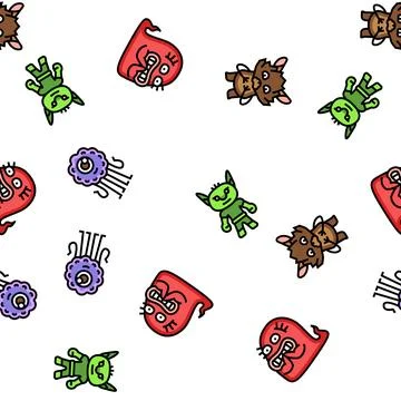 Monster funny cute alien vector seamless pattern Illustrazione stock