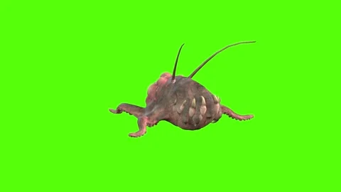 Monster Getting Attacked Front Green Screen Animation 4k Rendering Video stock 267715665