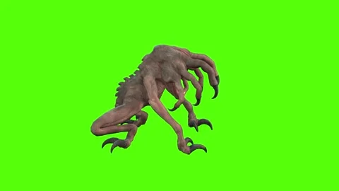 Monster Getting Hit Front Green Screen Animation 4k Rendering Stock Footage 267715956