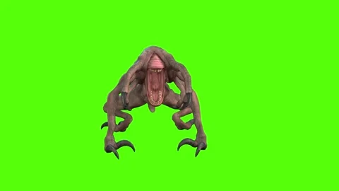 Monster Getting Hit Front Green Screen Animation 4k Rendering Stock Footage 267718822