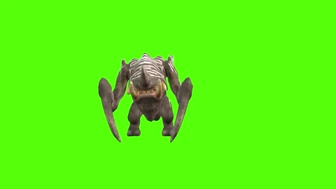 Monster Getting Hit Front Green Screen Animation 4K Rendering Stock Footage 270021537