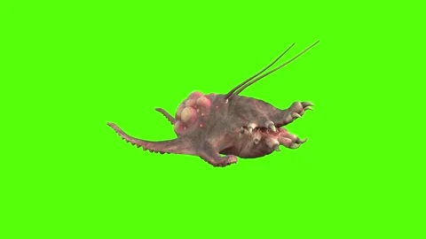 Monster Getting Hit Green Screen Animation 4k Rendering Stock Footage 267715733