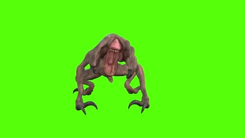 Monster Getting Hit Left Green Screen Animation 4k Rendering Stock Footage 267715965