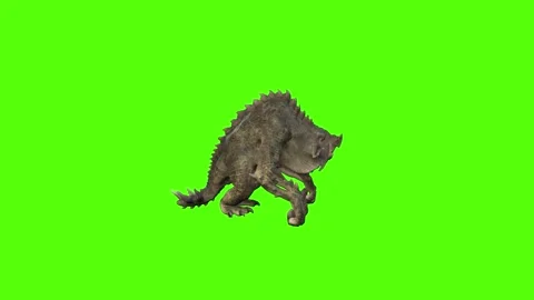 Monster Getting Hit Light Green Screen Animation 4k Rendering Stock Footage 262597247