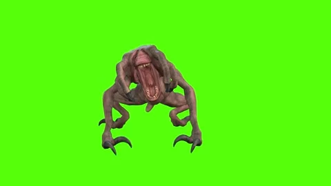 Monster Getting Hit Right Green Screen Animation 4k Rendering Stock Footage 267716048