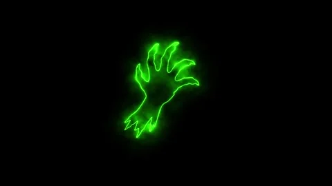 Monster hand animated spooky horror reaching down grasping 4k black backgroun Stock Footage 346569518