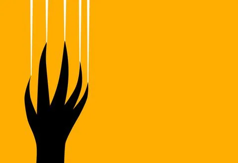 Monster hand scratch on yellow background, Halloween party texture,element te 스톡 일러스트