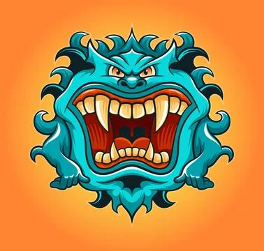 Monster head with bared teeth Stock Illustration