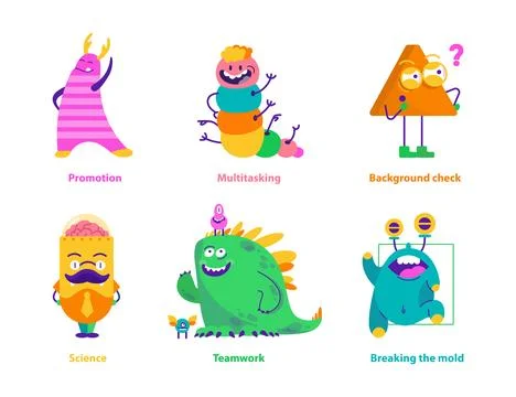 Monster helpers. Flat Vector Illustration Stock Illustration