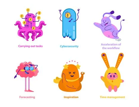 Monster helpers. Flat Vector Illustration イラスト素材