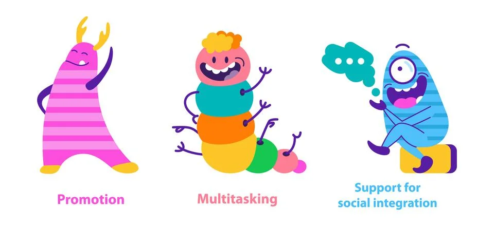 Monster helpers. Flat Vector Illustration Stock Illustration