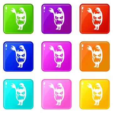 Monster icon, simple black style Illustrazione stock