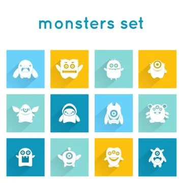 Monster Icons Set Stock Illustration