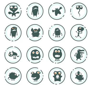 Monster icons set Stock Illustration