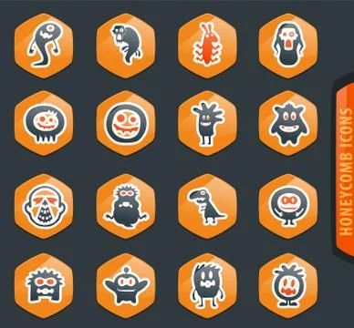 Monster icons set Stock Illustration