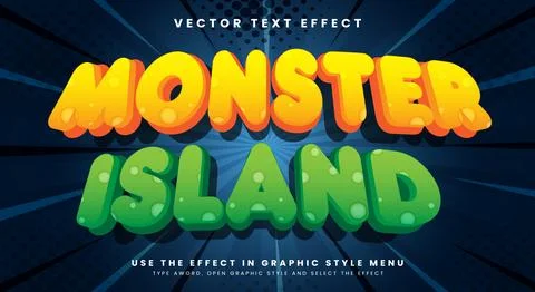 Monster Island 3d editable text effect template イラスト素材