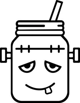 Monster jar mug with drinking straw Stock Illustration