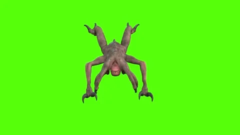 Monster Jump Bite Forward Green Screen Animation 4k Rendering Video stock 267716097