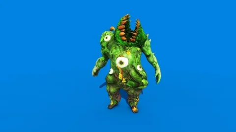 Monster man Carnivorous Plant Attacks Blue Screen 3D Rendering Animation Stock Footage 87293068