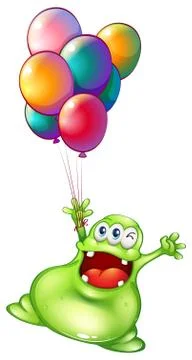 A monster with metallic balloons Stock Illustration
