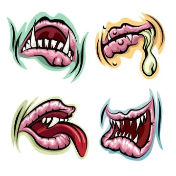 Monster Mouth Set Stock Illustration