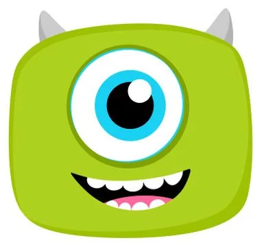 Monster one  eye alien creature green illustration head Stockillustratie