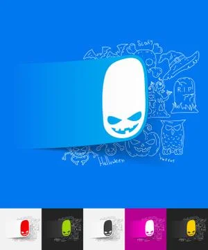 Monster paper sticker with hand drawn elements Stock Illustration