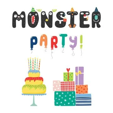 Monster party quote Stockillustratie