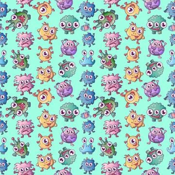 Monster pattern seamless, cartoon style イラスト素材
