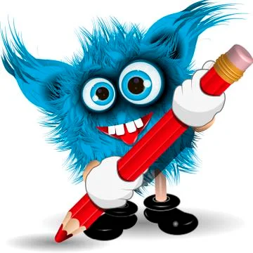 Monster with Pencil Stock Illustration