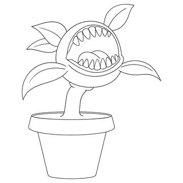 Monster plant with sharp insect eating teeth Stock Illustration