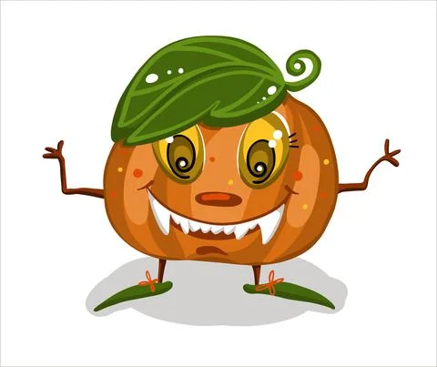 Monster pumpkin with predator teeth. The character is fictional. Stock Illustration