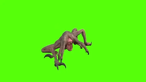 Monster Right Claw Attack Forward Green Screen Animation 4k Rendering Video stock 267716392