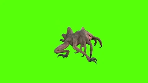 Monster Right Claw Attack Forward Green Screen Animation 4k Rendering Stock Footage 267716394