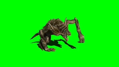 Monster Roaring on Green Screen 03 Stock-Footage 228738261