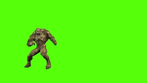Monster Roll over Green Screen Animation 3D Rendering Stock Footage 296056205