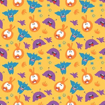 Monster seamless pattern design. vector illustration Stock Illustration