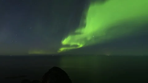 Monster shape of the aurora over the sea Stock Footage 250770281
