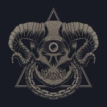Monster skull One eye vector illustration Stock Illustration