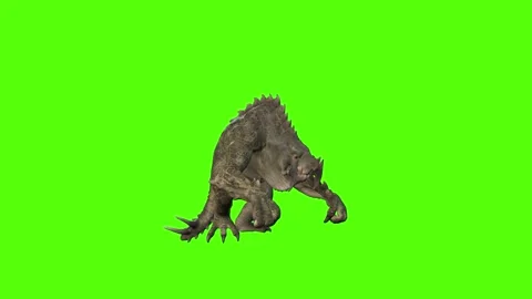 Monster Smash Attack Green Screen Animation 4k Rendering Stock Footage 262597463