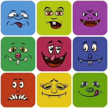 Monster Smileys, Set Stock Illustration