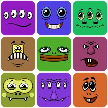 Monster Smileys, Set Stock Illustration