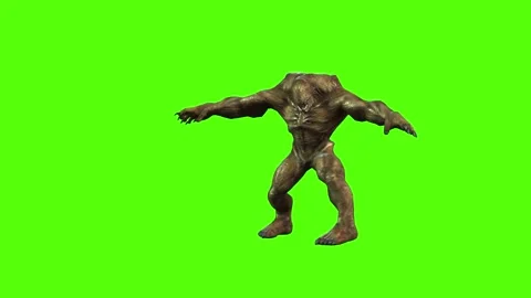 Monster Snap Kick Green Screen Animation 3D Rendering Stock Footage 296056212