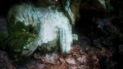 Monster statue in the forest Vídeo Stock 143905030