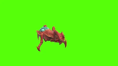 Monster Tetrachnide Crawl Backward Position Green Screen Animation 4K Rendering Stock Footage 270021964